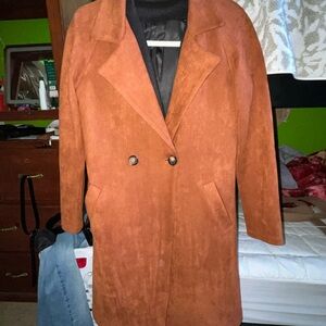 SHEIN Tan Double-Breasted Trench Coat